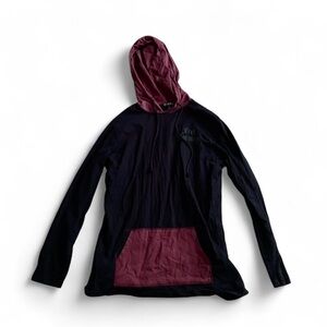 Dolls Kill Current Mood black and red hoodie with “feel nothing” print